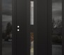 Modern Steel Front Door DIAMOND A6 64" X 80" BLACK/BLACK CLEAR GLASS PANEL BLACK RHI WITH 2 SIDELITES MIRRORED GLASS