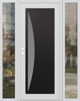 Diamond C13 68" x 80" white/white frosted Glass Panel black RHI with 2 Sidelites clear Glass
