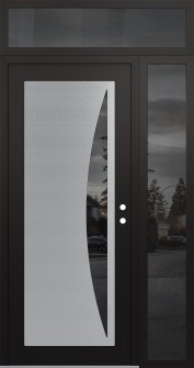 Diamond C13 50" x 96" black/black mirrored Glass Panel stainless steel LHI with Sidelite and Transom mirrored Glass