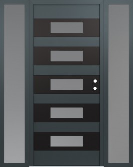 Diamond D5 68" x 80" anthracite/anthracite frosted Glass Panel black LHI with 2 Sidelites frosted Glass