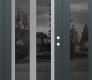 Modern Steel Front Door Diamond C14 48" x 80" anthracite/anthracite mirrored Glass Panel stainless steel LHI with Sidelite mirrored Glass
