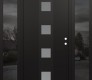 Modern Steel Front Door DIAMOND A12 64" X 80" BLACK/WHITE FROSTED GLASS PANEL BLACK LHI WITH 2 SIDELITES MIRRORED GLASS