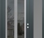 Modern Steel Front Door Diamond C14 50" x 96" anthracite/anthracite mirrored Glass Panel stainless steel LHI with Sidelite and Transom frosted Glass