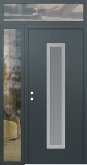 DIAMOND A11 52" X 96" ANTHRACITE/ANTHRACITE FROSTED GLASS PANEL STAINLESS STEEL RHI WITH SIDELITE AND TRANSOM CLEAR GLASS