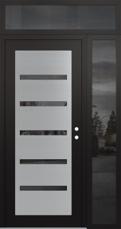 Diamond C7 48" x 96" black/black mirrored Glass Panel stainless steel LHI with Sidelite and Transom mirrored Glass