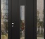 Modern Steel Front Door DIAMOND A1 68" X 96" BLACK/BLACK CLEAR GLASS PANEL BLACK RHI WITH 2 SIDELITES AND TRANSOM CLEAR GLASS