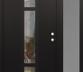 Modern Steel Front Door DIAMOND A9 48" X 80" BLACK/BLACK CLEAR GLASS PANEL BLACK LHI WITH SIDELITE FROSTED GLASS