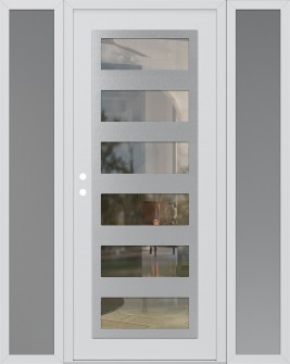 Diamond C9 60" x 80" white/white clear Glass Panel stainless steel RHI with 2 Sidelites frosted Glass