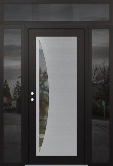 Diamond C13 60" x 96" black/black clear Glass Panel stainless steel RHI with 2 Sidelites and Transom mirrored Glass