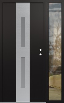 DIAMOND A6 48" X 80" BLACK/WHITE FROSTED GLASS PANEL STAINLESS STEEL LHI WITH SIDELITE CLEAR GLASS