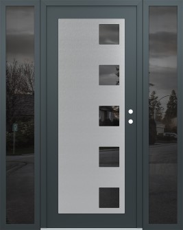 Diamond C5 64" x 80" anthracite/anthracite mirrored Glass Panel stainless steel LHI with 2 Sidelites mirrored Glass