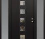 Modern Steel Front Door DIAMOND A13 64" X 80" BLACK/BLACK CLEAR GLASS PANEL BLACK LHI WITH 2 SIDELITES FROSTED GLASS