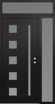 Diamond C3 52" x 96" black/white frosted Glass Panel black LHI with Sidelite and Transom frosted Glass