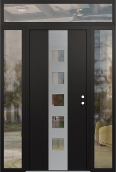 DIAMOND A13 60" X 96" BLACK/BLACK CLEAR GLASS PANEL STAINLESS STEEL LHI WITH 2 SIDELITES AND TRANSOM CLEAR GLASS