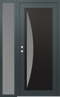 Diamond C13 52" x 80" anthracite/anthracite frosted Glass Panel black RHI with Sidelite frosted Glass