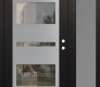 Modern Steel Front Door Diamond C10 48" x 80" black/black clear Glass Panel stainless steel LHI with Sidelite frosted Glass