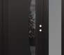 Modern Steel Front Door Diamond C13 52" x 80" black/black mirrored Glass Panel black LHI with Sidelite frosted Glass