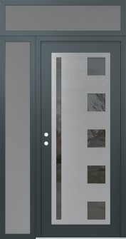 Diamond C3 52" x 96" anthracite/anthracite mirrored Glass Panel stainless steel RHI with Sidelite and Transom frosted Glass