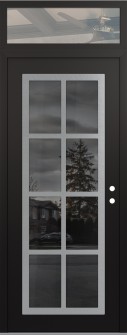 Diamond C16 36" x 96" black/black mirrored Glass Panel stainless steel LHI with Transom clear Glass