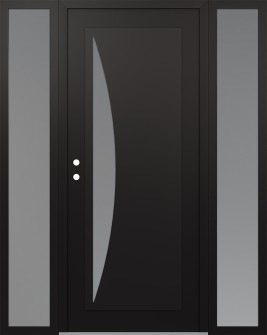 Diamond C13 60" x 80" black/white frosted Glass Panel black RHI with 2 Sidelites frosted Glass