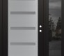 Modern Steel Front Door Diamond C7 52" x 80" black/white frosted Glass Panel stainless steel LHI with Sidelite mirrored Glass