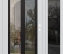 Modern Steel Front Door Diamond C14 48" x 80" white/white clear Glass Panel black LHI with Sidelite mirrored Glass