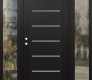 Modern Steel Front Door Diamond C11 60" x 80" black/white frosted Glass Panel black RHI with 2 Sidelites clear Glass
