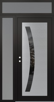 Diamond C4 48" x 96" black/black mirrored Glass Panel stainless steel RHI with Sidelite and Transom frosted Glass
