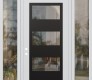 Modern Steel Front Door Diamond C2 68" x 96" white/white clear Glass Panel black RHI with 2 Sidelites and Transom clear Glass