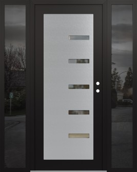 Diamond C8 68" x 80" black/black clear Glass Panel stainless steel LHI with 2 Sidelites mirrored Glass
