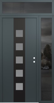 DIAMOND A13 52" X 96" ANTHRACITE/ANTHRACITE FROSTED GLASS PANEL BLACK LHI WITH SIDELITE AND TRANSOM MIRRORED GLASS