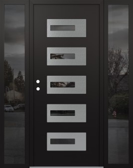 Diamond D6 60" x 80" black/black mirrored Glass Panel stainless steel RHI with 2 Sidelites mirrored Glass