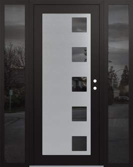 Diamond C5 64" x 80" black/black mirrored Glass Panel stainless steel LHI with 2 Sidelites mirrored Glass