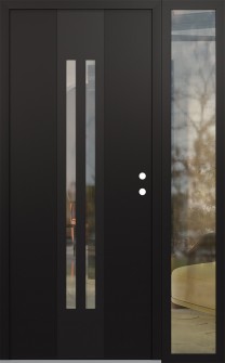 DIAMOND A8 48" X 80" BLACK/BLACK CLEAR GLASS PANEL BLACK LHI WITH SIDELITE CLEAR GLASS