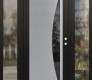 Modern Steel Front Door Diamond C13 60" x 80" black/black mirrored Glass Panel stainless steel LHI with 2 Sidelites clear Glass
