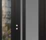 Modern Steel Front Door Diamond C15 52" x 96" black/white frosted Glass Panel black RHI with Sidelite and Transom clear Glass