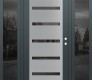 Modern Steel Front Door Diamond C7 68" x 80" anthracite/anthracite mirrored Glass Panel stainless steel LHI with 2 Sidelites mirrored Glass