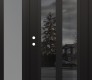 Modern Steel Front Door Diamond C14 48" x 80" black/black mirrored Glass Panel black RHI with Sidelite frosted Glass