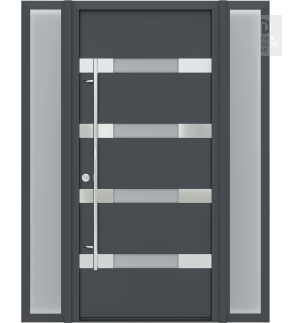 MODERN FRONT STEEL DOOR AURA ANTRACIT/WHITE 61 1/16" X 81 11/16" RHI + SIDELITE LEFT/RIGHT