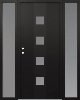 DIAMOND A12 64" X 80" BLACK/WHITE FROSTED GLASS PANEL BLACK RHI WITH 2 SIDELITES FROSTED GLASS