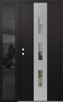 DIAMOND A7 48" X 80" BLACK/BLACK CLEAR GLASS PANEL STAINLESS STEEL RHI WITH SIDELITE MIRRORED GLASS