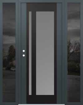 Diamond C15 60" x 80" anthracite/anthracite frosted Glass Panel black RHI with 2 Sidelites mirrored Glass