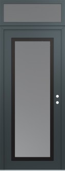Diamond C1 36" x 96" anthracite/anthracite frosted Glass Panel black LHI with Transom frosted Glass