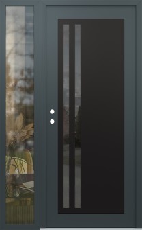 Diamond C6 48" x 80" anthracite/anthracite mirrored Glass Panel black RHI with Sidelite clear Glass