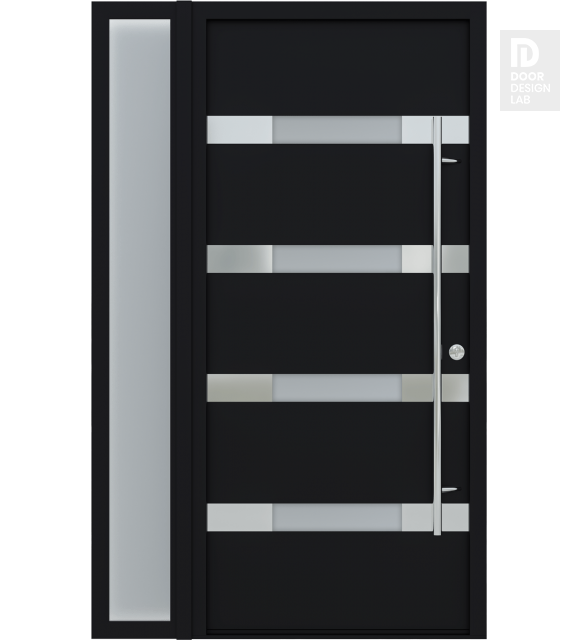 MODERN FRONT STEEL DOOR AURA BLACK/WHITE 49 1/4" X 81 11/16" LHI + SIDELITE LEFT
