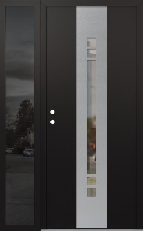 DIAMOND A4 48" X 80" BLACK/BLACK CLEAR GLASS PANEL STAINLESS STEEL RHI WITH SIDELITE MIRRORED GLASS