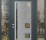 Modern Steel Front Door Diamond C3 64" x 96" anthracite/anthracite clear Glass Panel stainless steel RHI with 2 Sidelites and Transom clear Glass