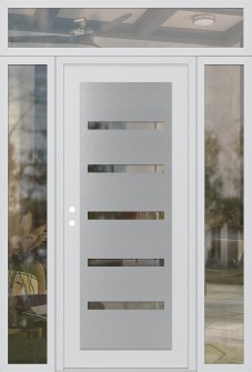 Diamond C7 64" x 96" white/white clear Glass Panel stainless steel RHI with 2 Sidelites and Transom clear Glass