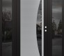 Modern Steel Front Door Diamond C13 60" x 80" black/black mirrored Glass Panel stainless steel LHI with 2 Sidelites mirrored Glass