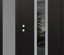 Modern Steel Front Door DIAMOND A1 50" X 80" BLACK/BLACK MIRRORED GLASS PANEL STAINLESS STEEL RHI WITH SIDELITE FROSTED GLASS
